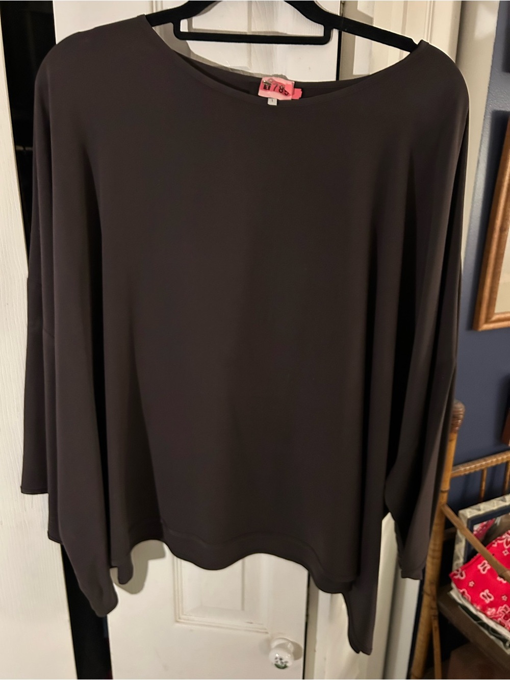 eskandar Raisin Draped Long-Sleeve Silk Blouse